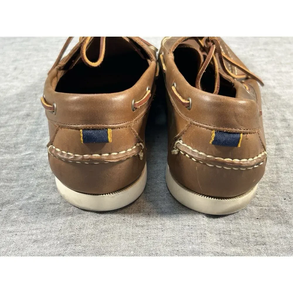 Allen Edmonds Maritime Boat Shoe Mens 13 Brown Leather Nautical Rugged Moc-Toe